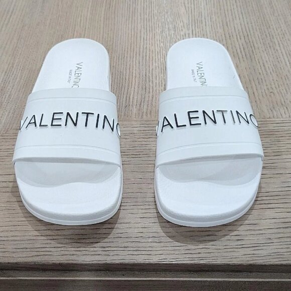 $350 Mens Authentic Valentino "Gianna Pool Slides Sandals White 43 US 10